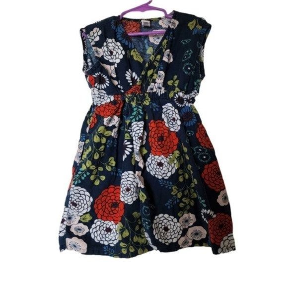 Tea Collection Whale Blue Lily Pond Surplice Dress Size 5 Years Floral True Wrap - Picture 2 of 6